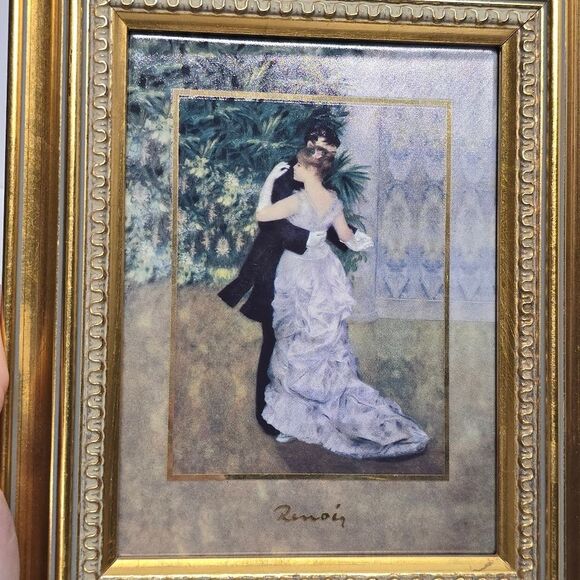 Goebel Artis Orbis Auguste Renoir "Danse En Ville" Porcelain Tile Framed Art - Picture 2 of 8